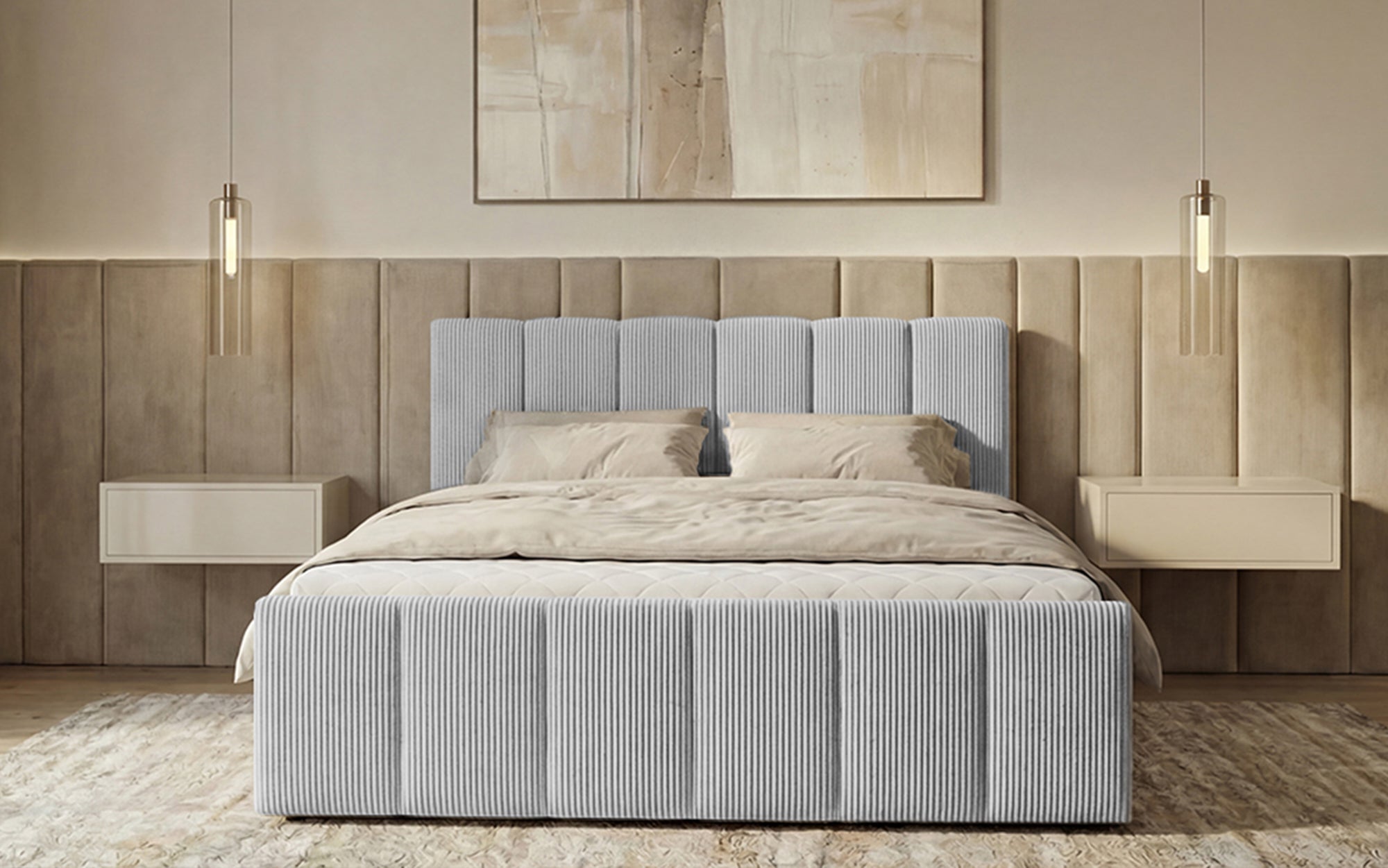 Boxspringbett Siena mit hochklappbarem Stauraum in Cord