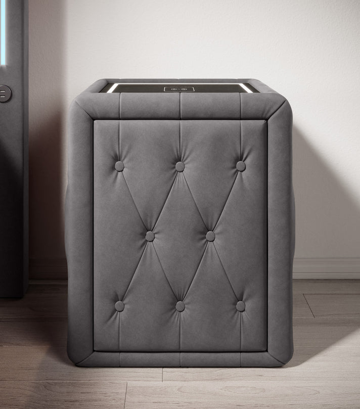 Designer bedside table Josy Charge in velvet