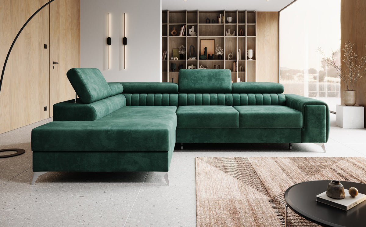 Designer Sofa Aurea L with Sleeping and Folding Function in Velvet