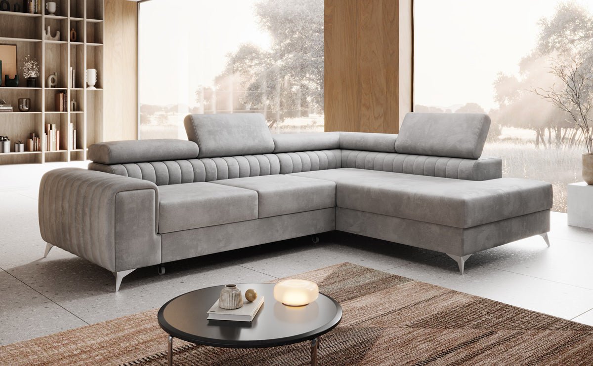 Designer Sofa Aurea L with Sleeping and Folding Function in Velvet
