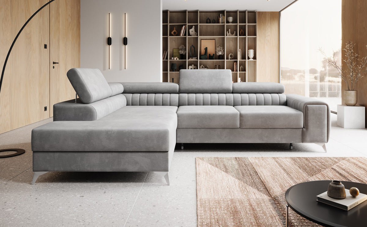 Designer Sofa Aurea L with Sleeping and Folding Function in Velvet