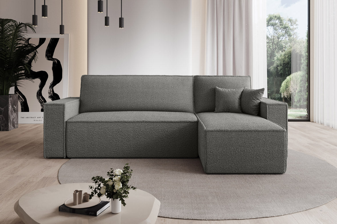 Designer Sofa Lorenzo with sleeping function and storage space made of terry cloth