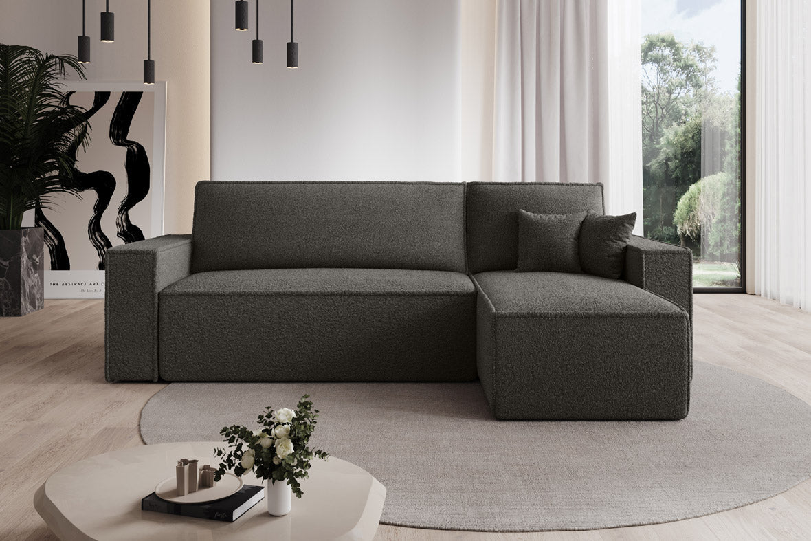 Designer Sofa Lorenzo with sleeping function and storage space made of terry cloth