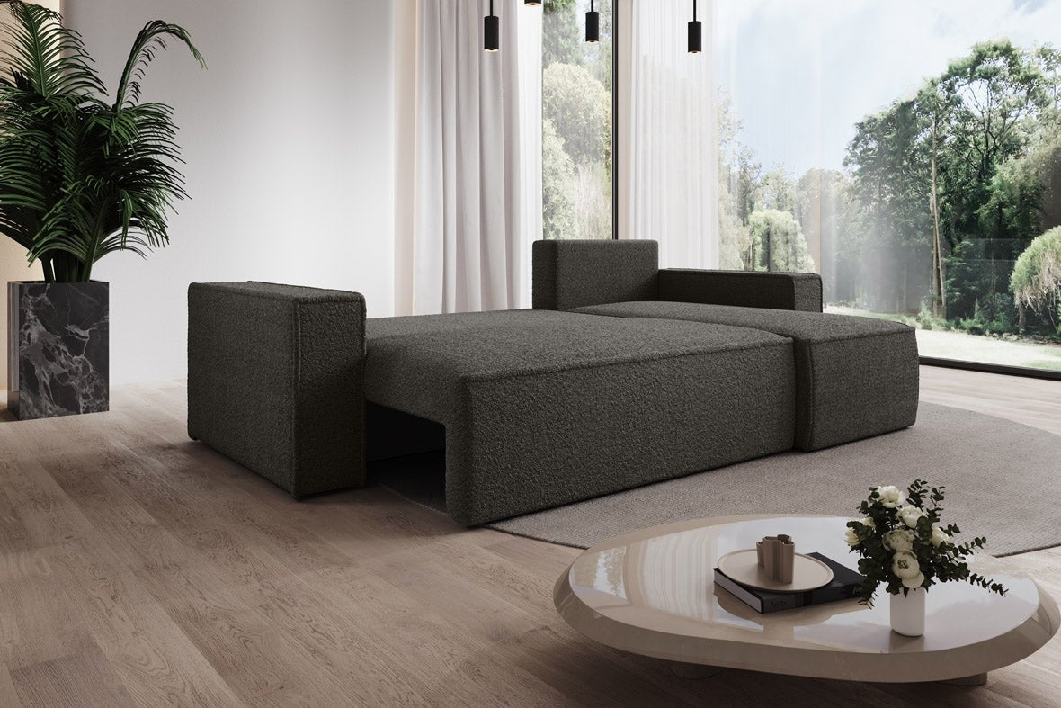 Designer Sofa Lorenzo with sleeping function and storage space made of terry cloth