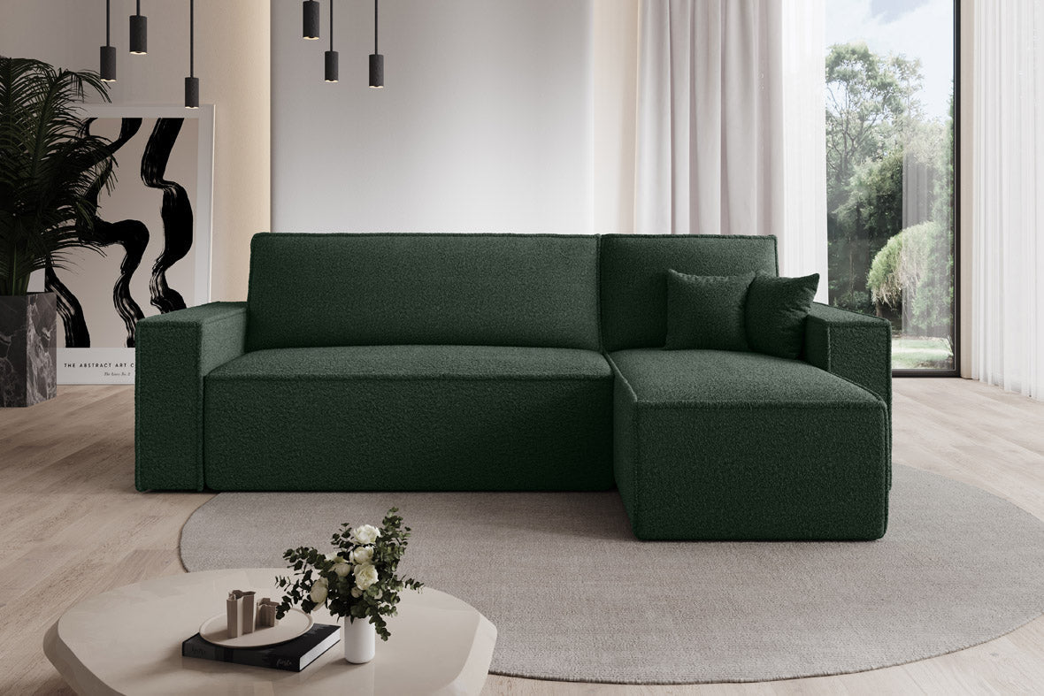 Designer Sofa Lorenzo with sleeping function and storage space made of terry cloth