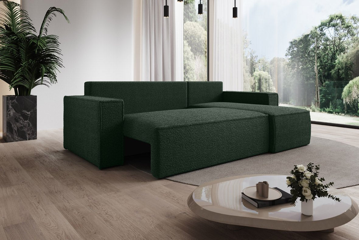 Designer Sofa Lorenzo with sleeping function and storage space made of terry cloth