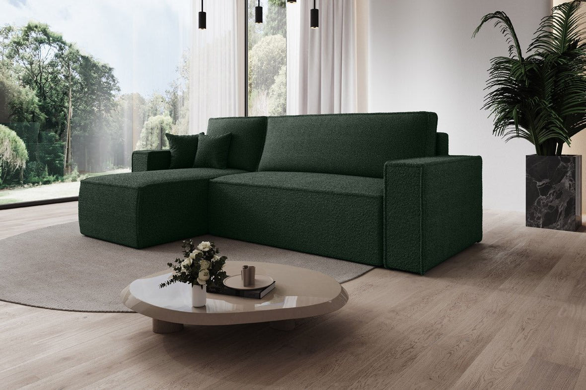Designer Sofa Lorenzo with sleeping function and storage space made of terry cloth