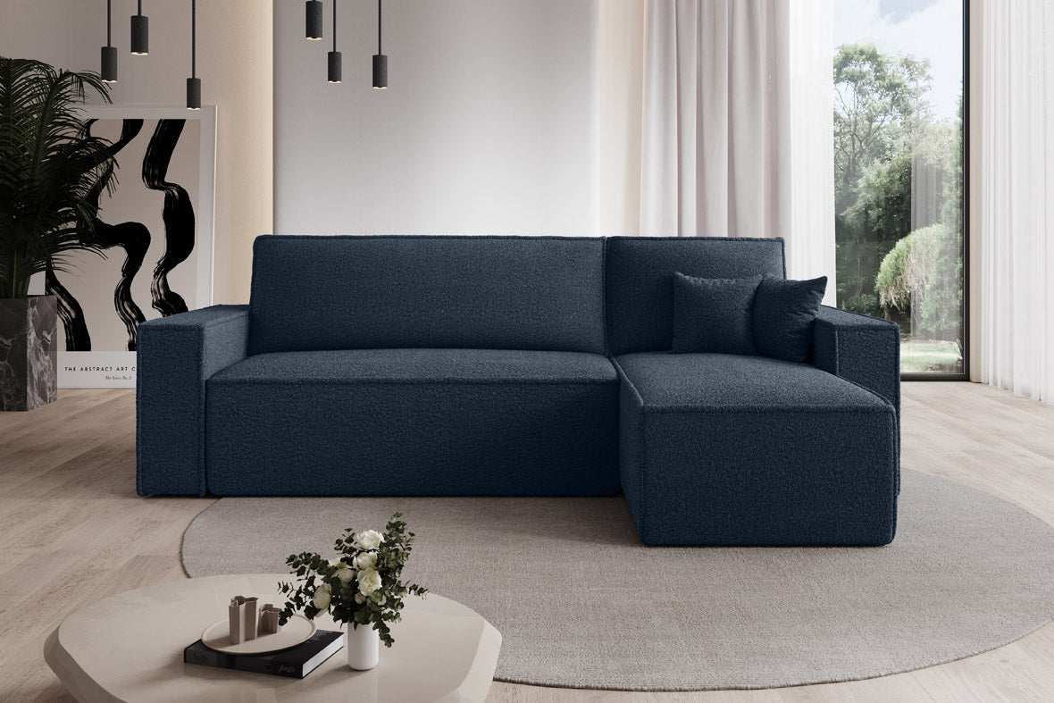 Designer Sofa Lorenzo with sleeping function and storage space made of terry cloth