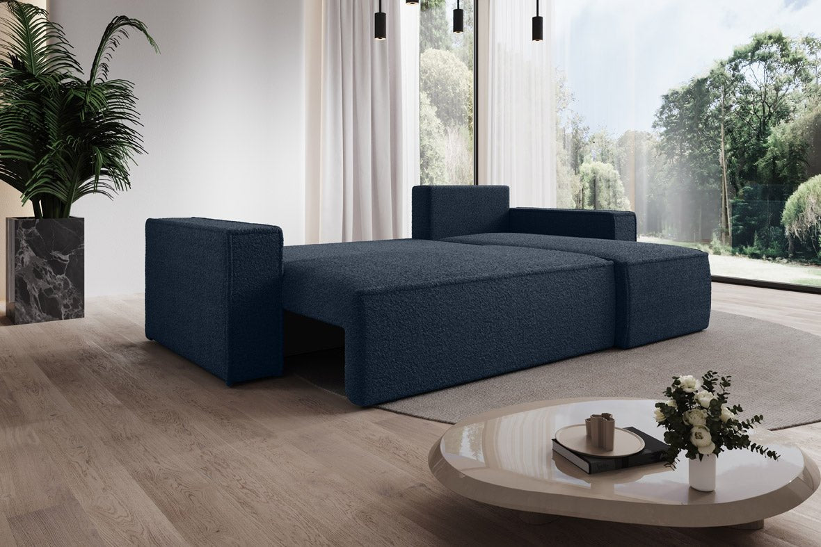 Designer Sofa Lorenzo with sleeping function and storage space made of terry cloth