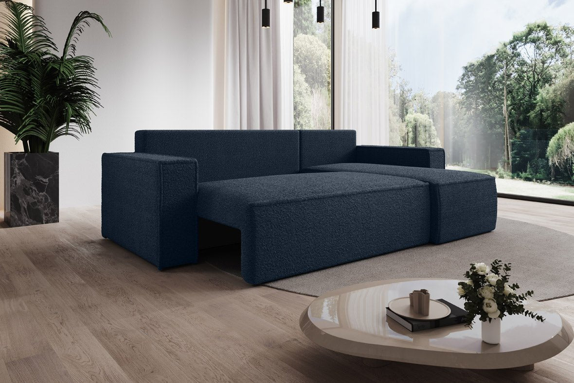 Designer Sofa Lorenzo with sleeping function and storage space made of terry cloth
