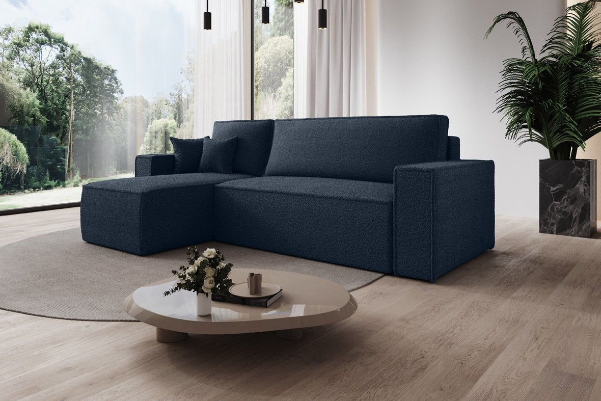 Designer Sofa Lorenzo with sleeping function and storage space made of terry cloth