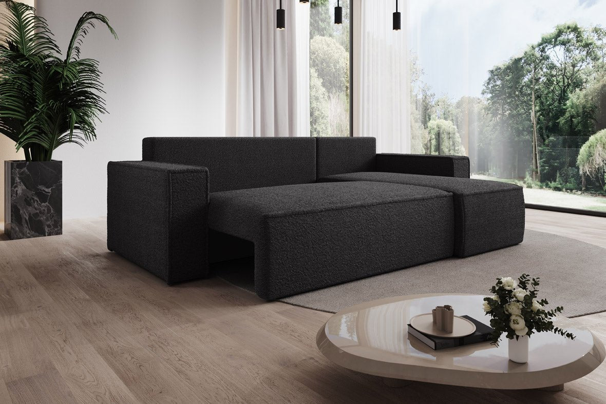 Designer Sofa Lorenzo with sleeping function and storage space made of terry cloth