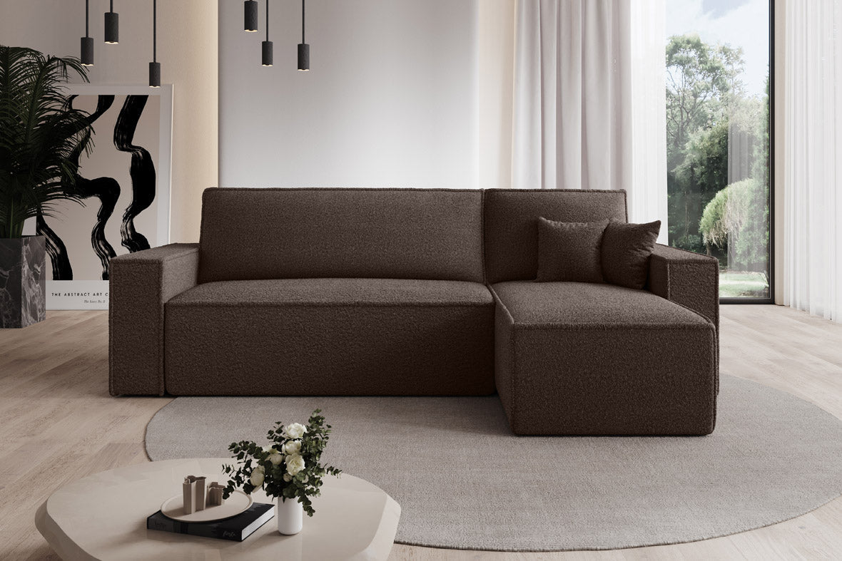 Designer Sofa Lorenzo with sleeping function and storage space made of terry cloth