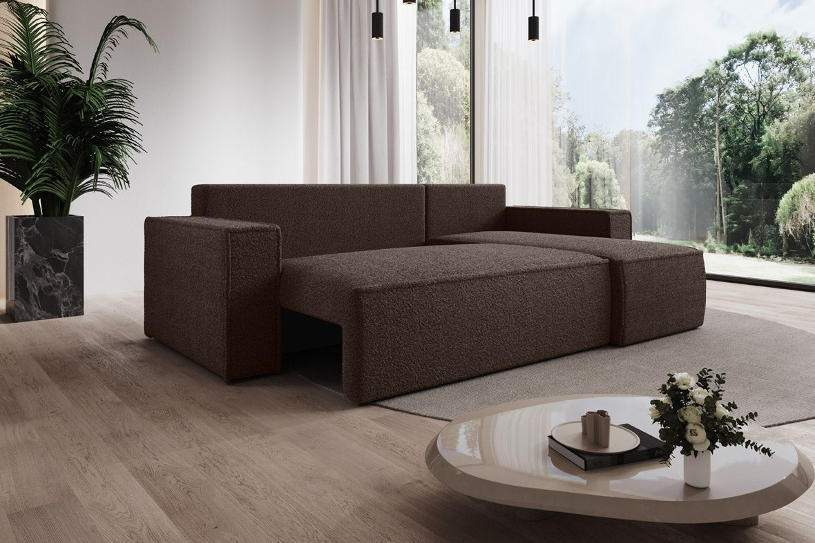 Designer Sofa Lorenzo with sleeping function and storage space made of terry cloth