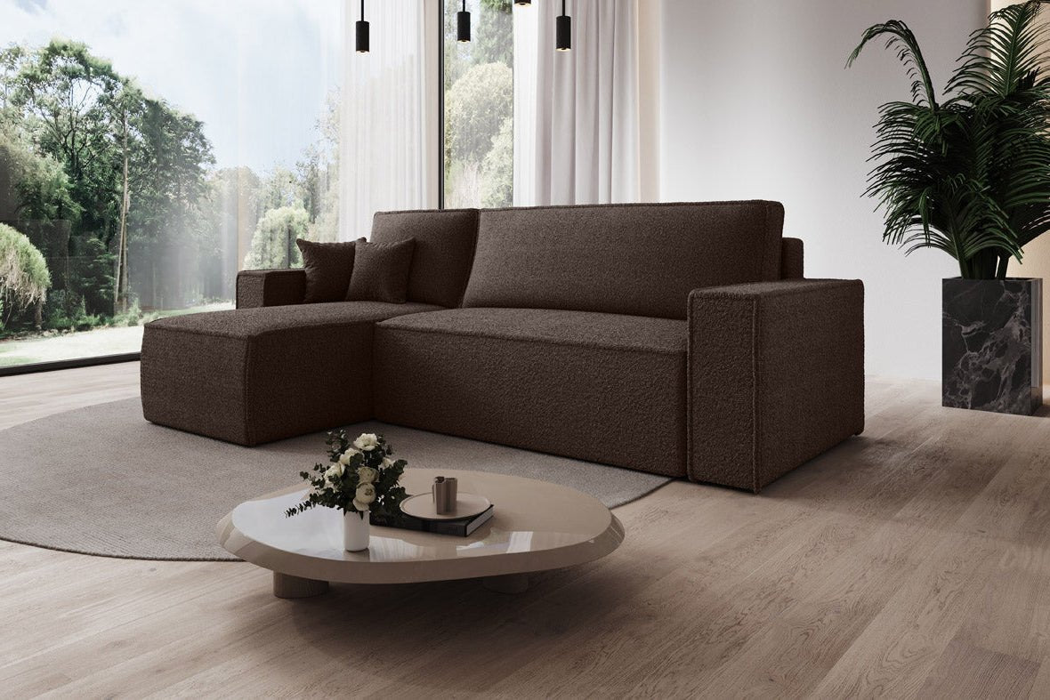 Designer Sofa Lorenzo with sleeping function and storage space made of terry cloth