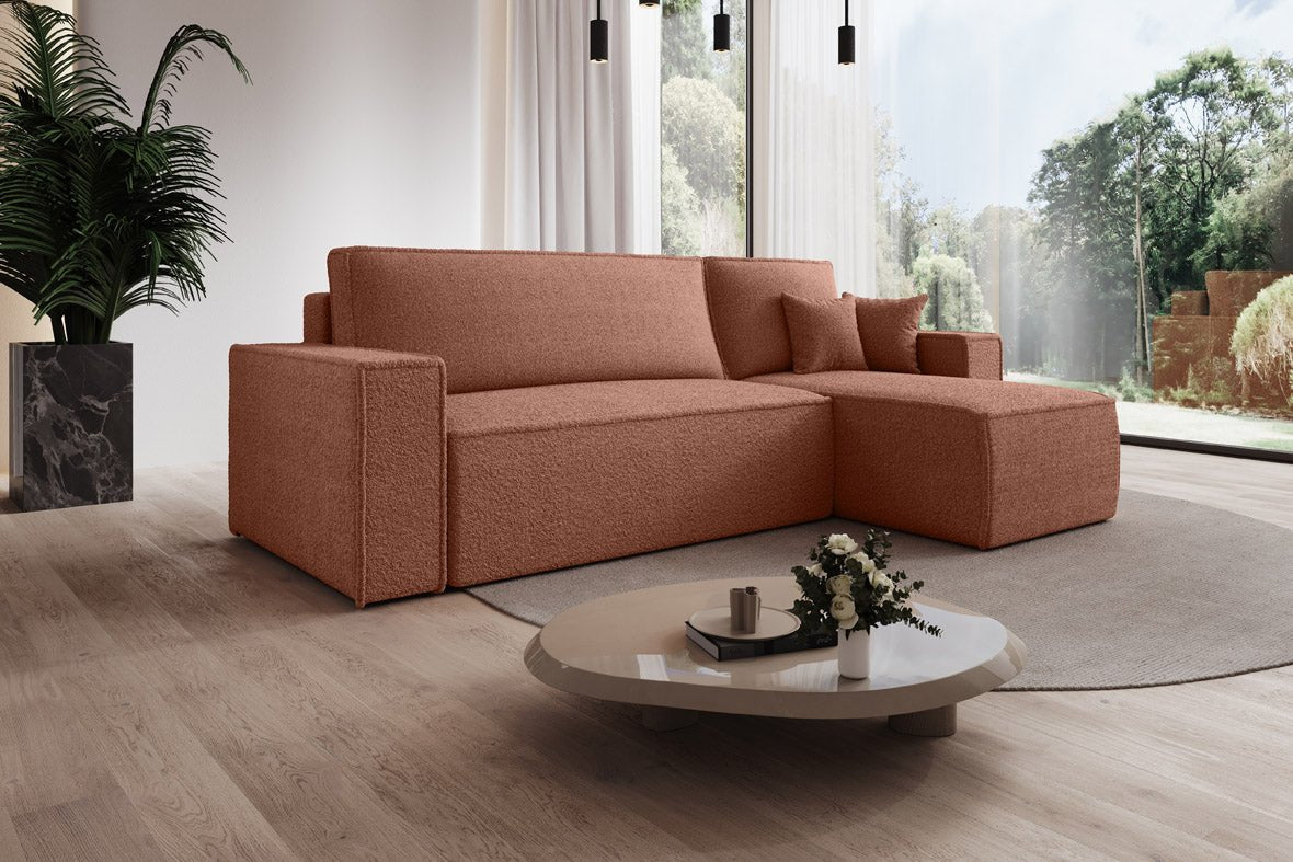 Designer Sofa Lorenzo with sleeping function and storage space made of terry cloth