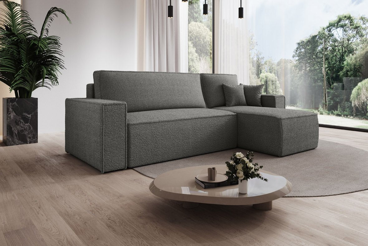 Designer Sofa Lorenzo with sleeping function and storage space made of terry cloth