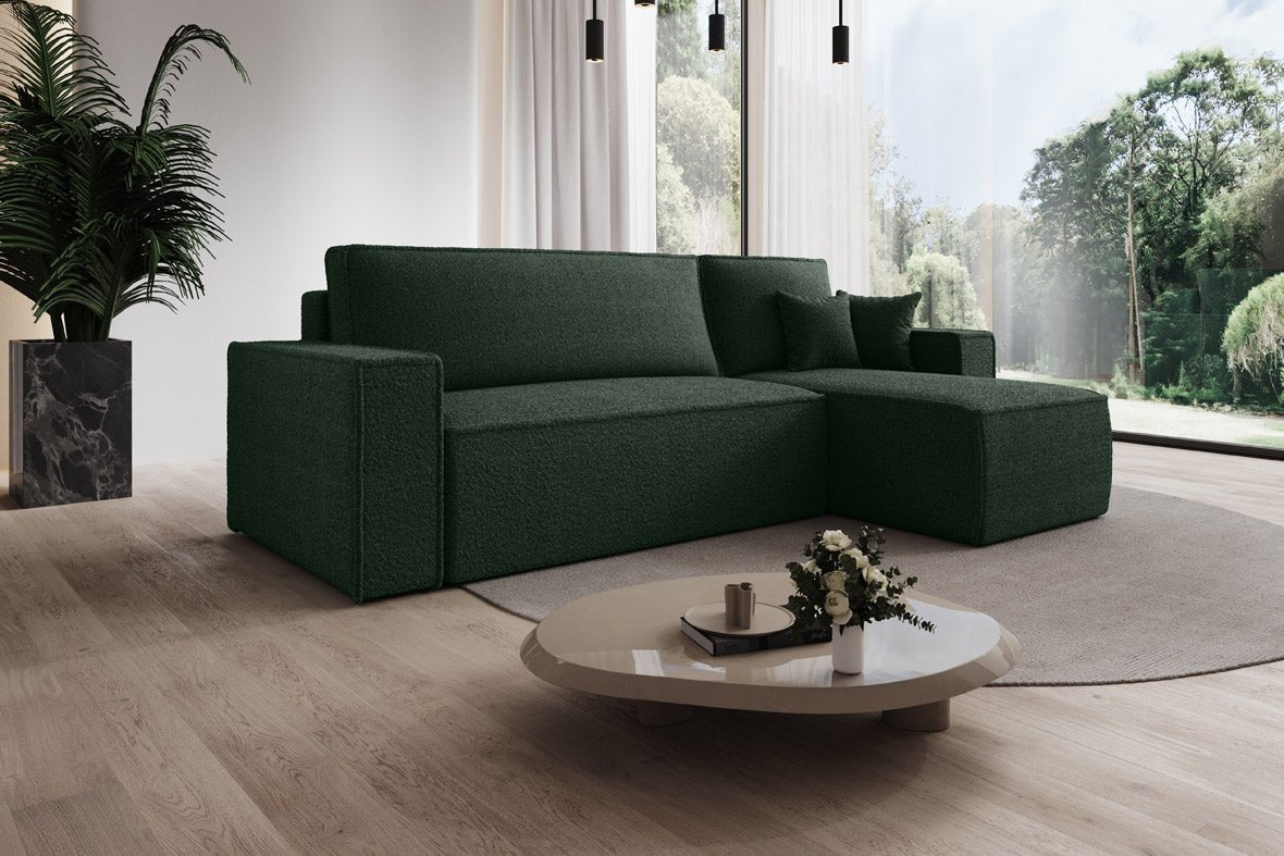 Designer Sofa Lorenzo with sleeping function and storage space made of terry cloth