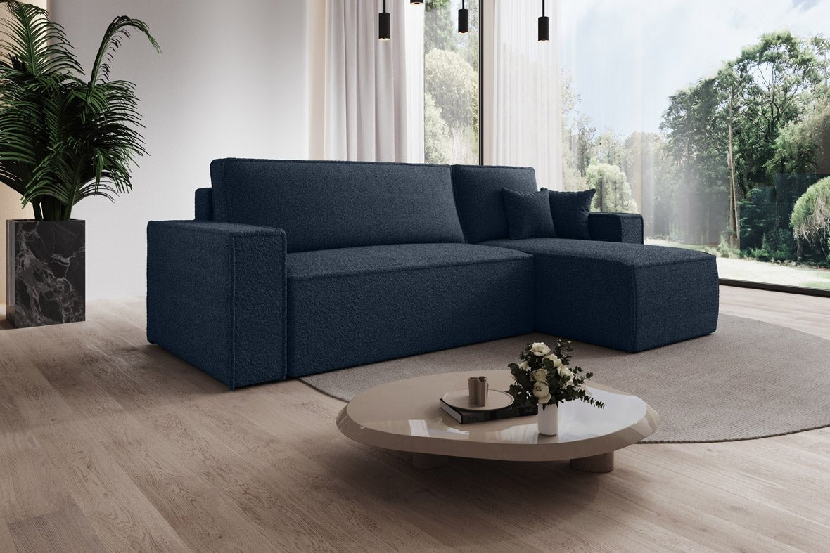 Designer Sofa Lorenzo with sleeping function and storage space made of terry cloth
