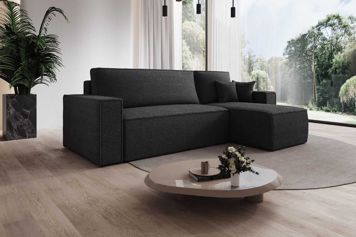 Designer Sofa Lorenzo with sleeping function and storage space made of terry cloth