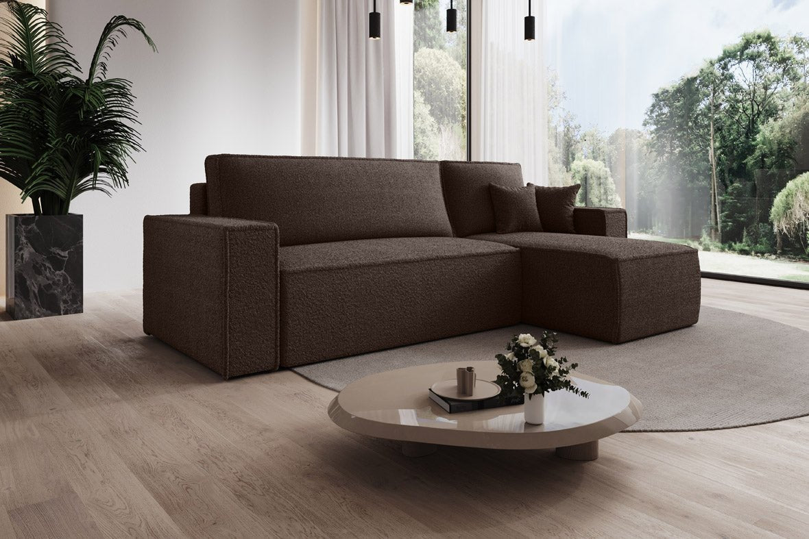 Designer Sofa Lorenzo with sleeping function and storage space made of terry cloth