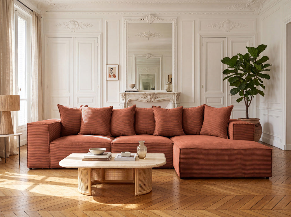 Designer Sofa Largo L in Corduroy