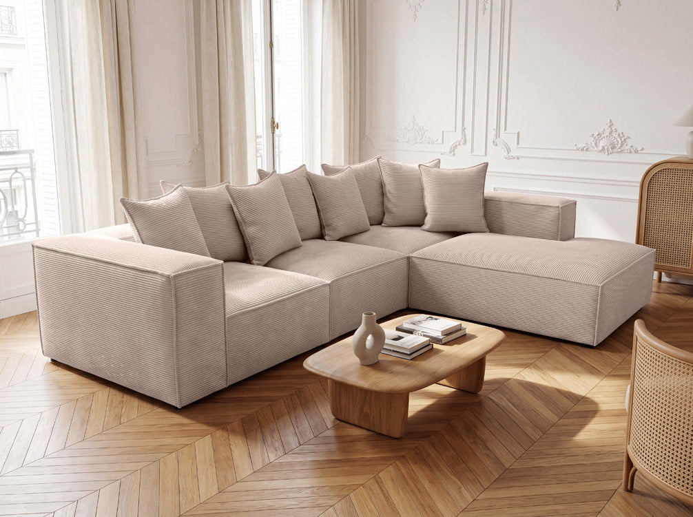 Designer Sofa Largo mit langer Ottomane in Cord