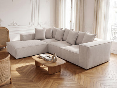 Designer corner sofa Largo with long ottoman in Corduroy
