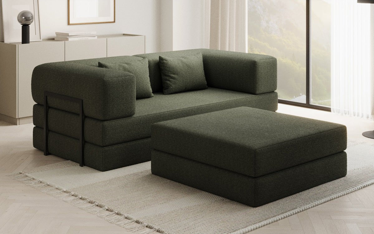 Lazy Spar Set: 3-Seater + Ottoman in Bouclé