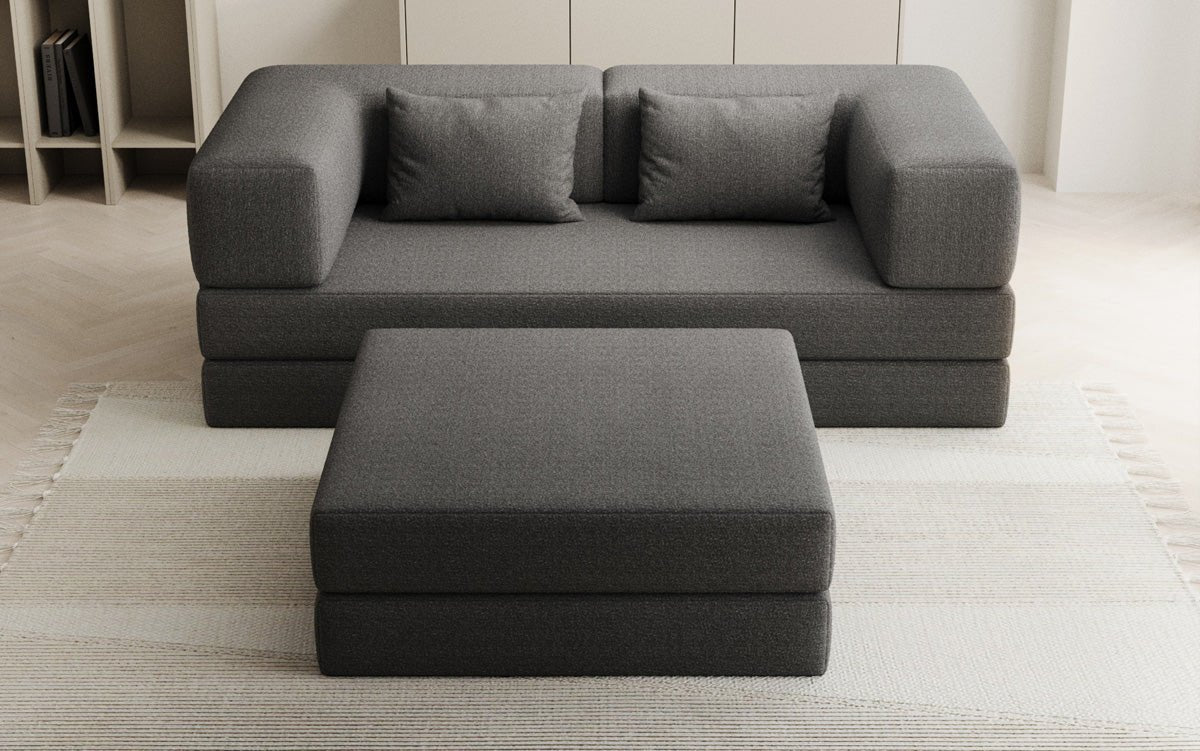Lazy Spar Set: 3-Seater + Ottoman in Bouclé