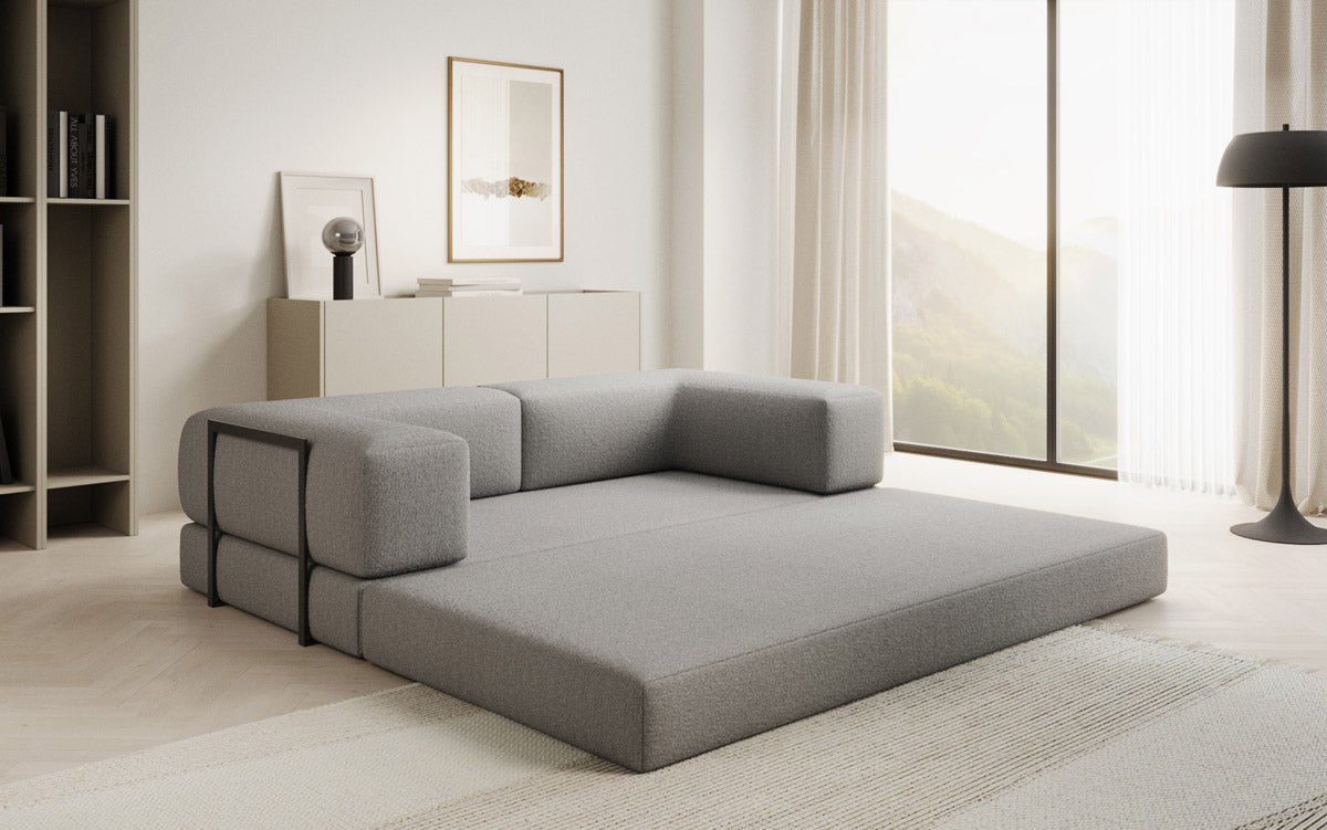 Lazy Spar Set: 3-Seater + Ottoman in Bouclé