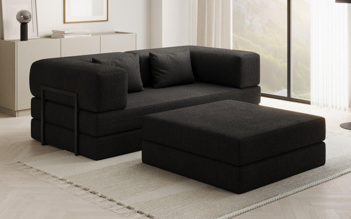 Lazy Spar Set: 3-Seater + Ottoman in Bouclé