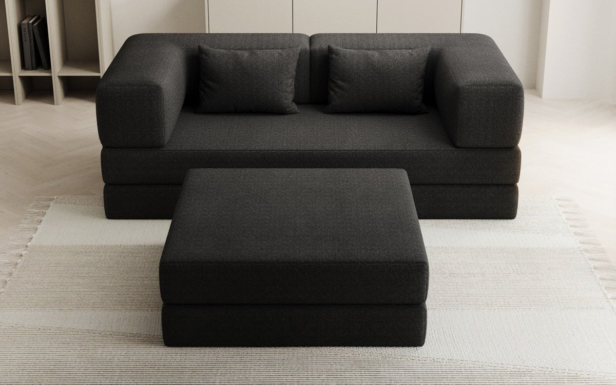 Lazy Spar Set: 3-Seater + Ottoman in Bouclé
