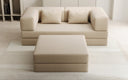 Lazy Spar-Set: 3-Sitzer + Hocker in Bouclé