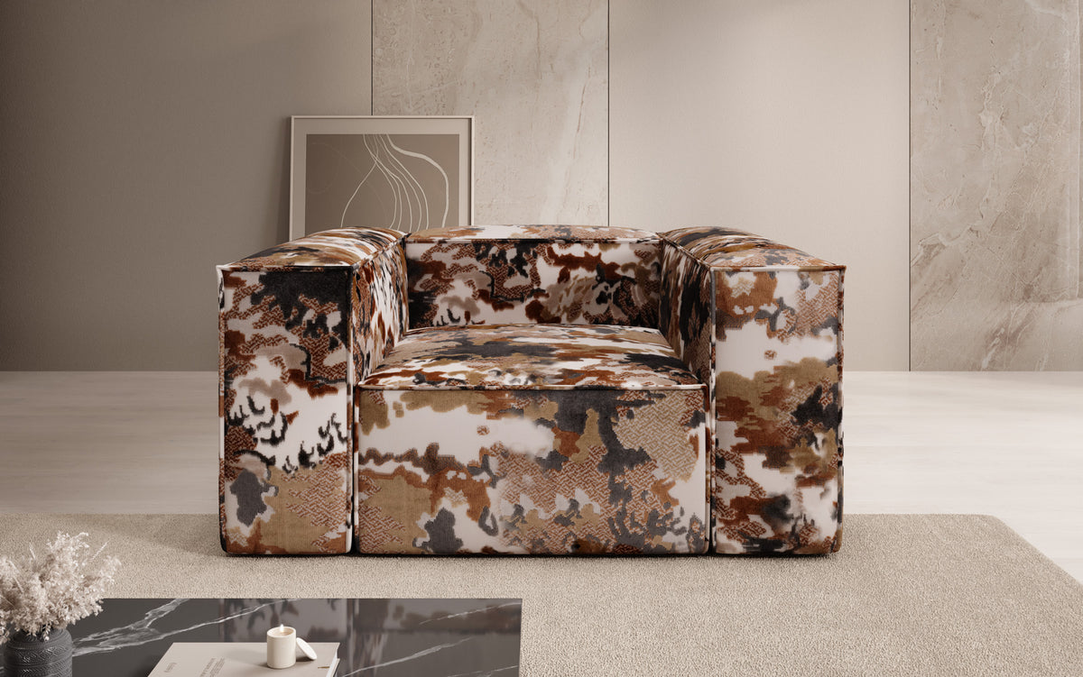 Designer sofa armchair Lesley - jacquard with watercolor pattern