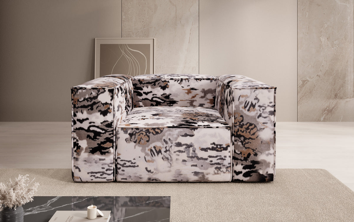 Designer sofa armchair Lesley - jacquard with watercolor pattern