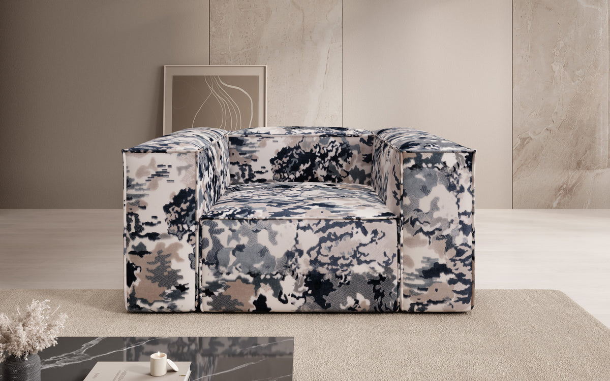 Designer sofa armchair Lesley - jacquard with watercolor pattern
