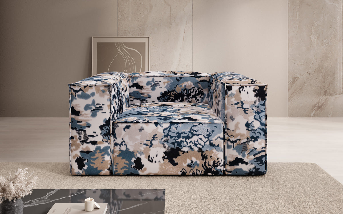 Designer sofa armchair Lesley - jacquard with watercolor pattern