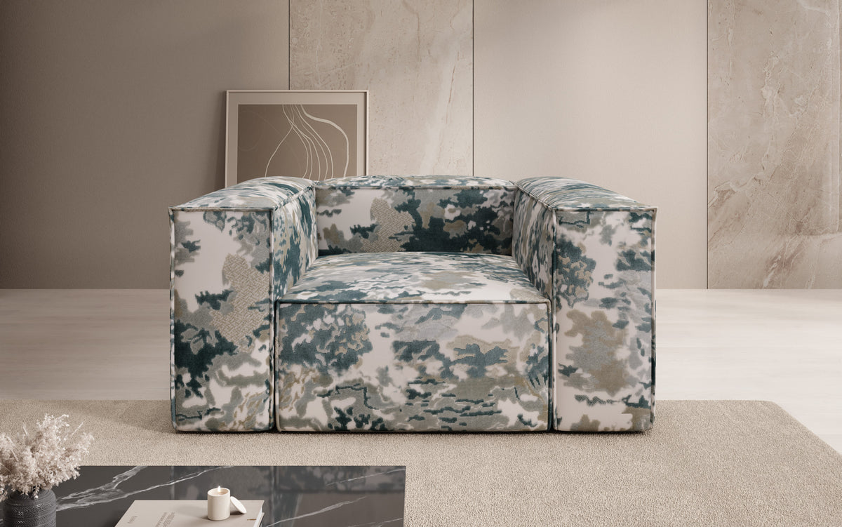 Designer sofa armchair Lesley - jacquard with watercolor pattern