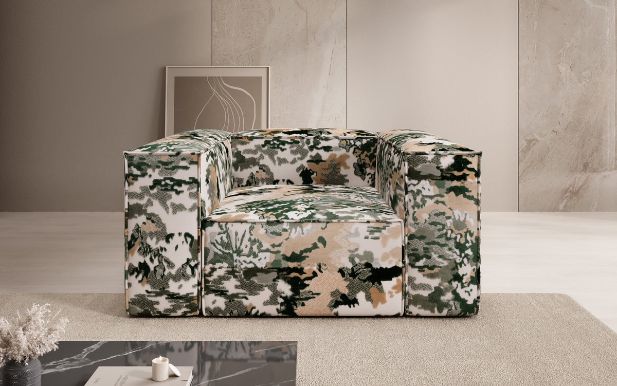 Designer sofa armchair Lesley - jacquard with watercolor pattern