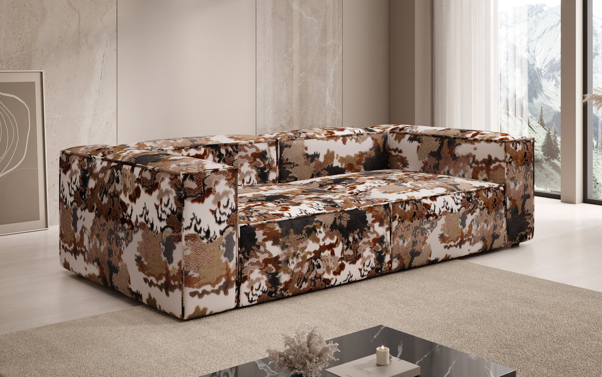 Designer sofa Lesley 3-seater - jacquard with watercolor pattern