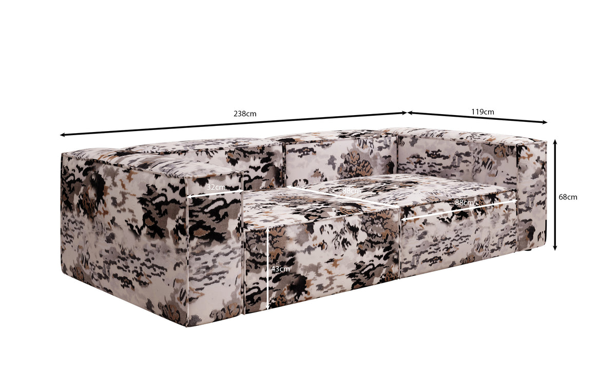 Designer sofa Lesley 3-seater - jacquard with watercolor pattern