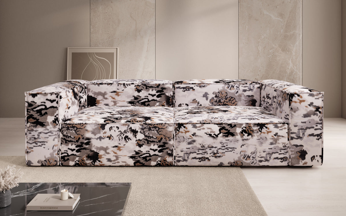 Designer sofa Lesley 3-seater - jacquard with watercolor pattern