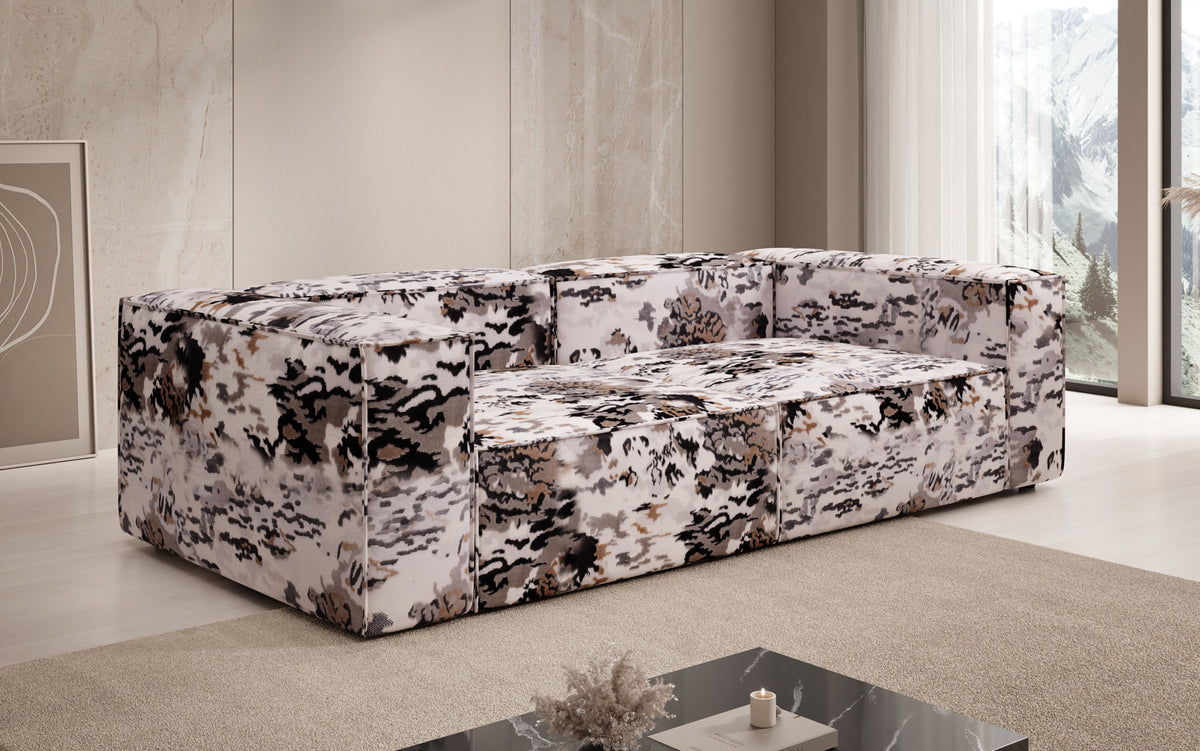 Designer sofa Lesley 3-seater - jacquard with watercolor pattern