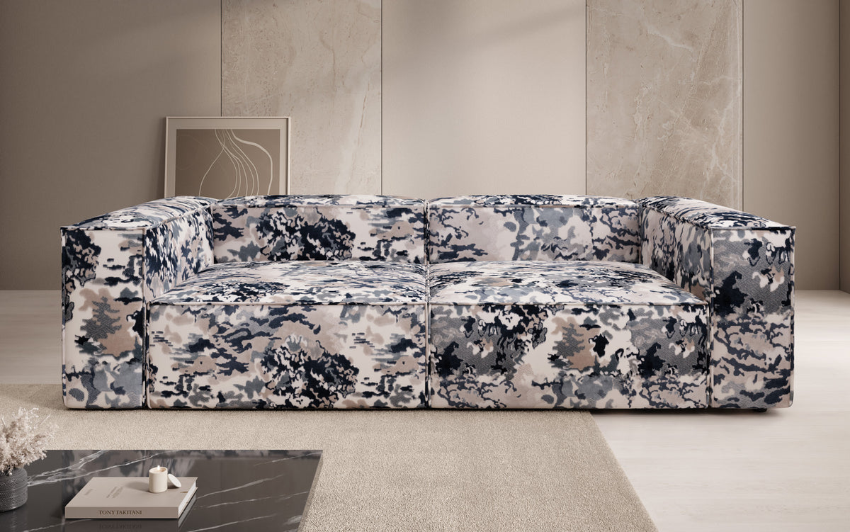 Designer sofa Lesley 3-seater - jacquard with watercolor pattern