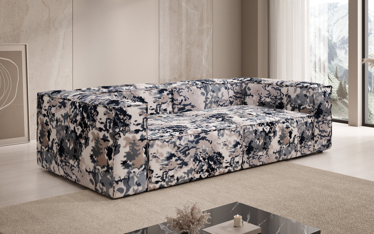 Designer sofa Lesley 3-seater - jacquard with watercolor pattern