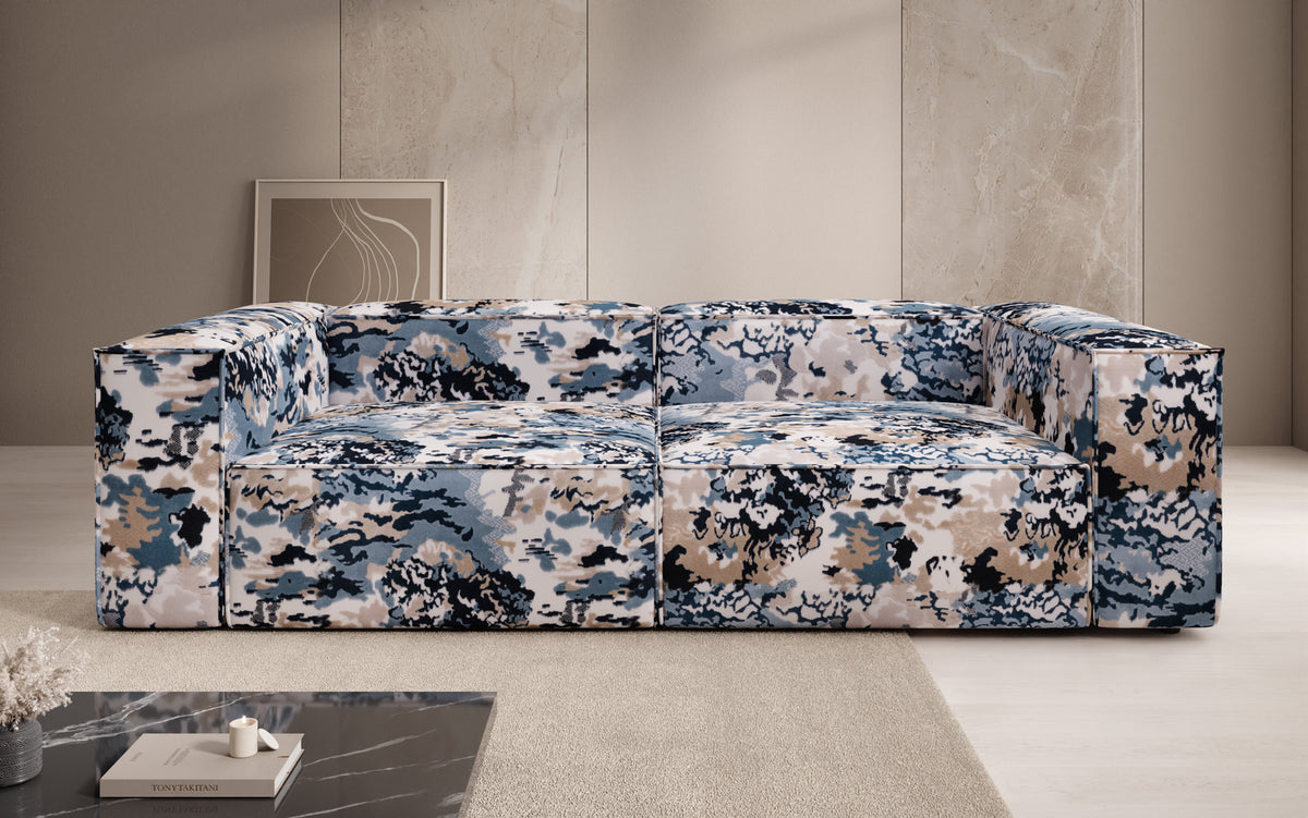 Designer sofa Lesley 3-seater - jacquard with watercolor pattern