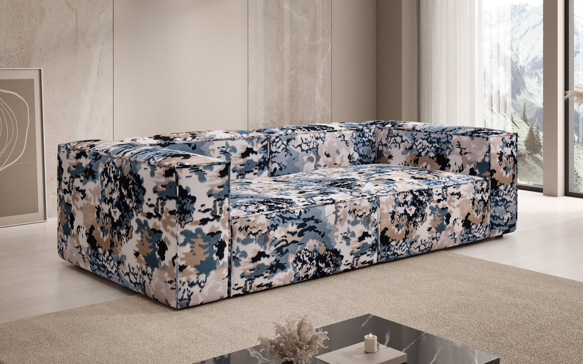 Designer sofa Lesley 3-seater - jacquard with watercolor pattern