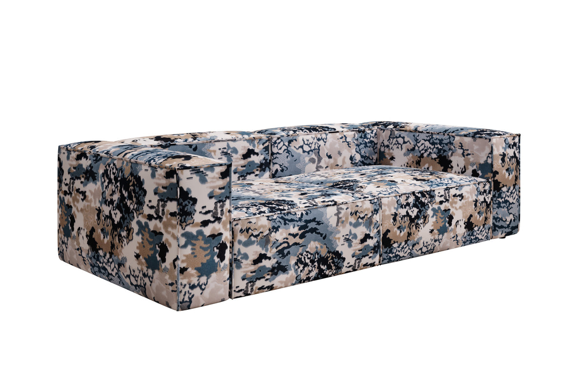 Designer sofa Lesley 3-seater - jacquard with watercolor pattern