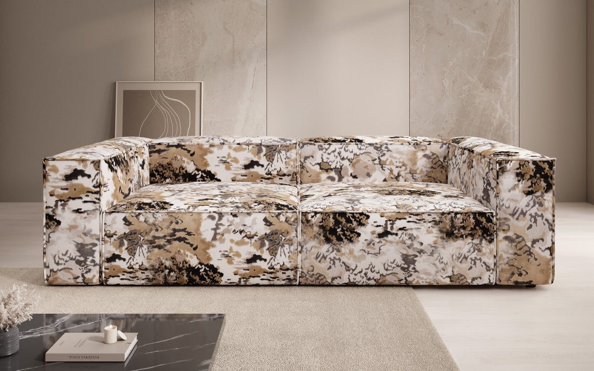 Designer sofa Lesley 3-seater - jacquard with watercolor pattern